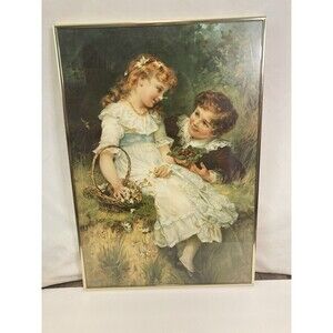 Sweethearts By Frederick Morgan Victorian Gold Framed Vintage Art Print Moskatel